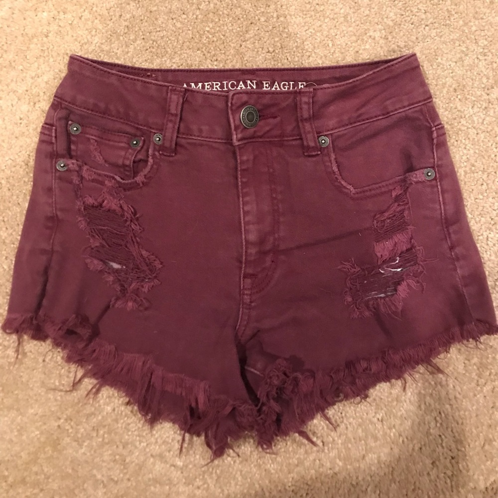 Burgundy American Eagle Jean Shorts